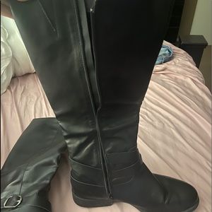 Black wide calf boots